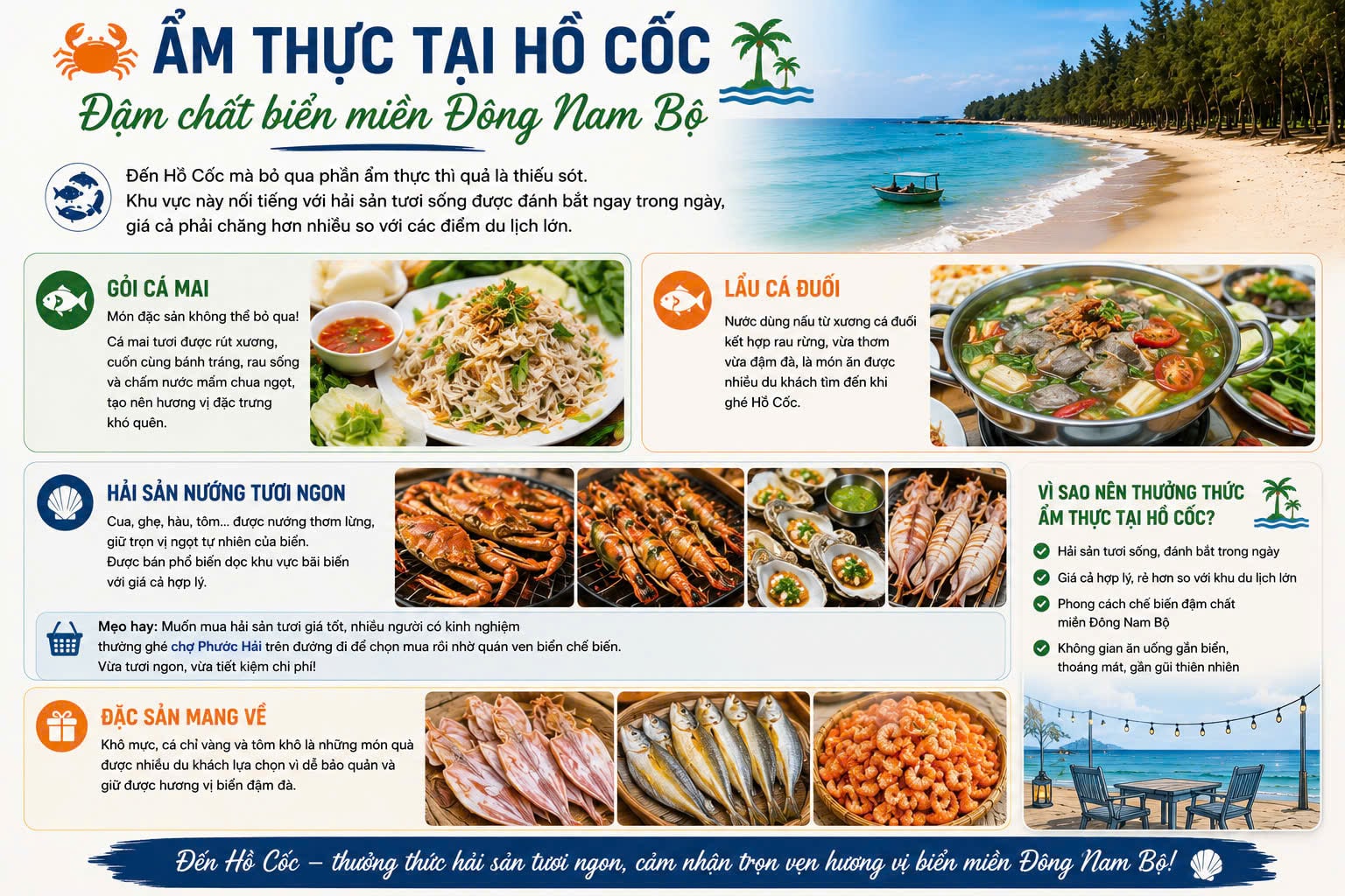 Ẩm thực tại Hồ Cốc — Đậm chất biển miền Đông Nam Bộ