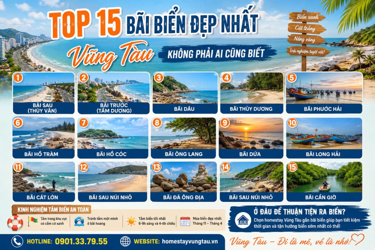 Top 15 Bãi Biển Đẹp Nhất Vũng Tàu Không Phải Ai Cũng Biết